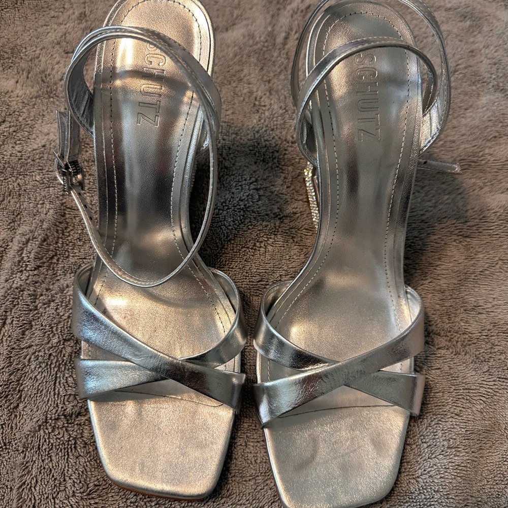 Schutz Women's Silver Strappy Sandals